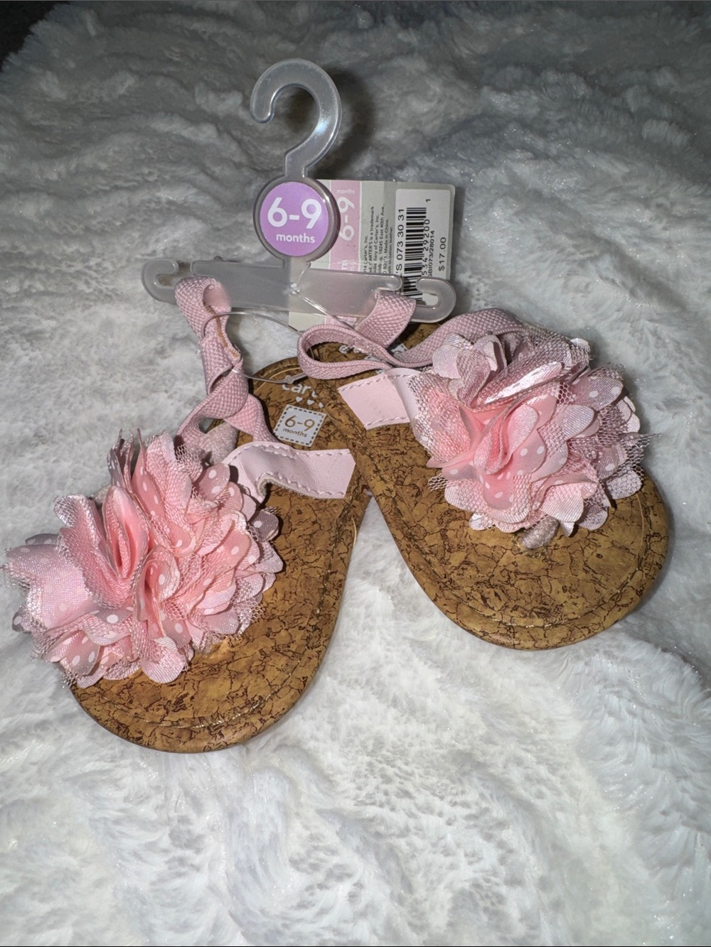 Baby Floral Pink Cork-Style Sandals - 6-9 Months